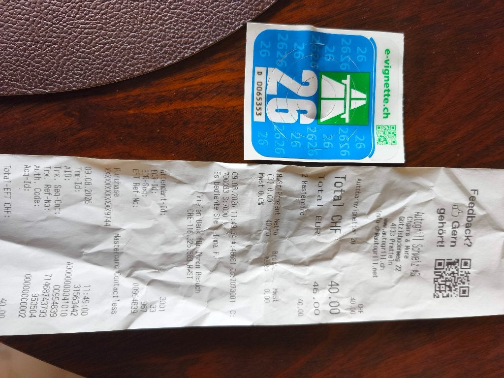 Een Zwitsers tolvignet te koop, Ophalen, Zo goed als nieuw