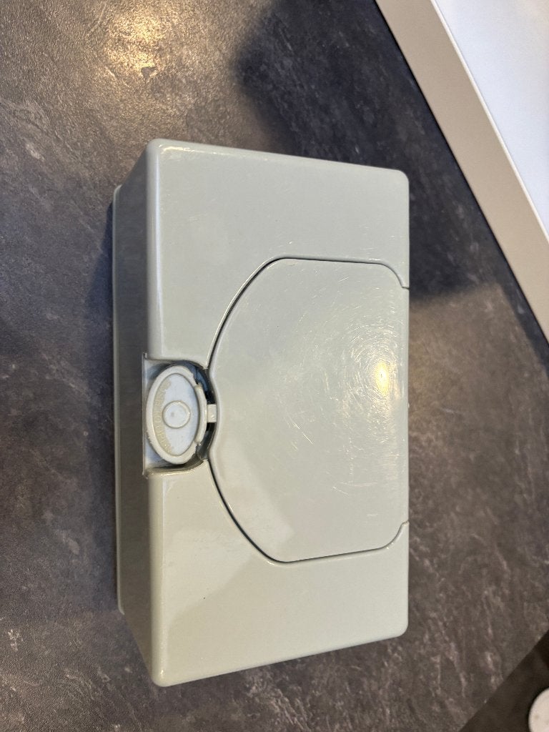 Vintage natte doekjes doos dispenser grijs, Ophalen of Verzenden, Gebruikt