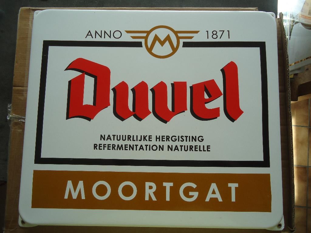 Duvel-Moortgat : Duvel emaille bord afm.36,5x42 cm, Verzamelen, Ophalen of Verzenden, Nieuw, Reclamebord, Plaat of Schild, Duvel