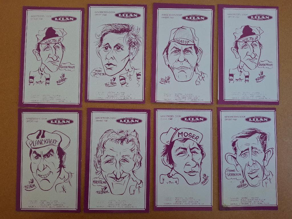 Prenten wielrenners (karikaturen Nesten), Ophalen of Verzenden, Zo goed als nieuw, Spelerskaart