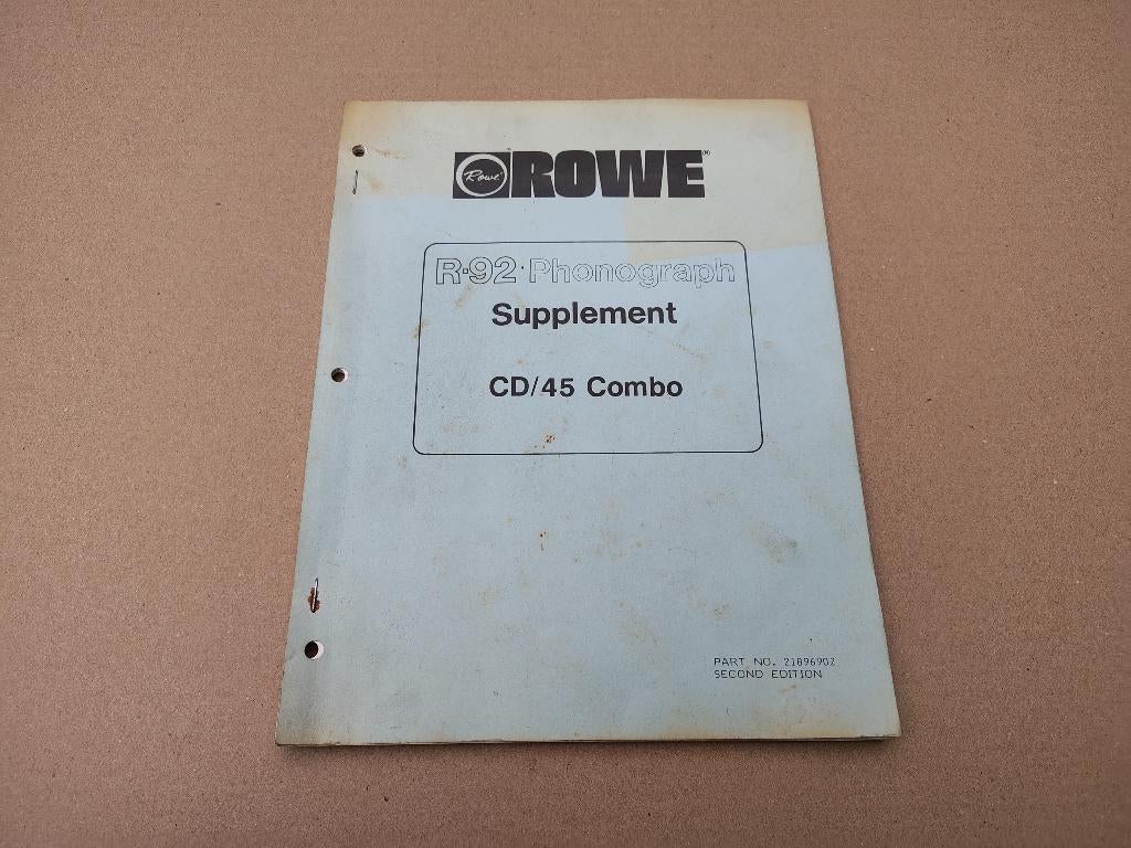 Manual/ CD 45 Combo Rowe-AMi R92 (1988) jukebox, Envoi, Ami