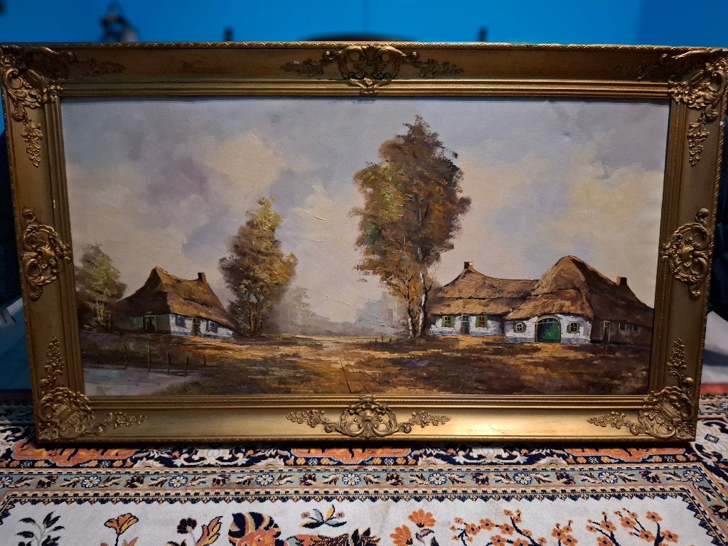 Schilderij, Peinture à l'huile, Paysage, Enlèvement, Encadré