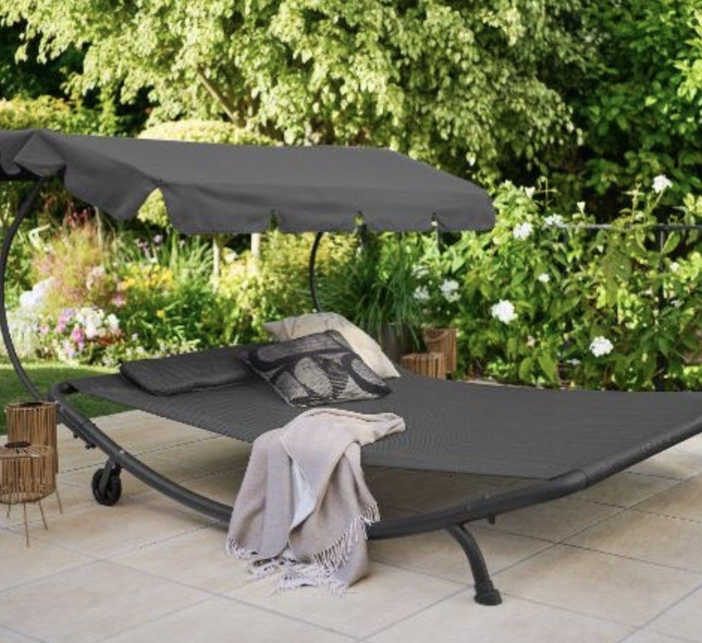 Dubbele tuinligbed nieuw, Tuin en Terras, Ligbedden, Ophalen, Nieuw, Verrijdbaar