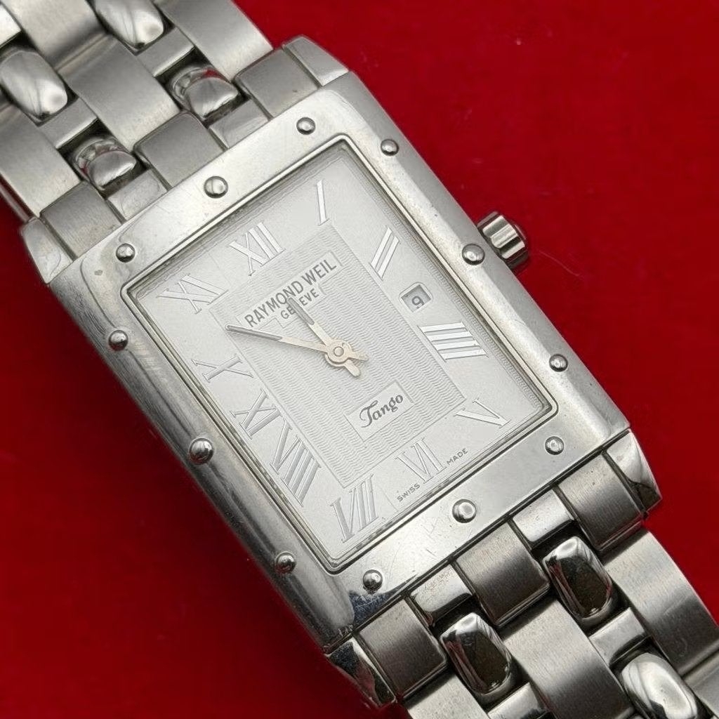Raymond Weil Tango Rectangular - Staal, Handtassen en Accessoires, Ophalen of Verzenden, Gebruikt