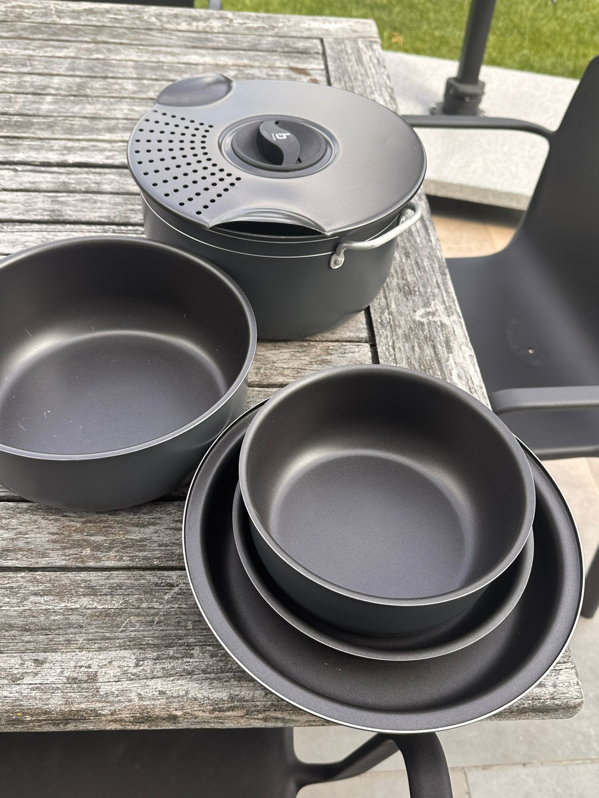 Camping uitzet keuken, Ophalen of Verzenden, Zo goed als nieuw, Pannenset