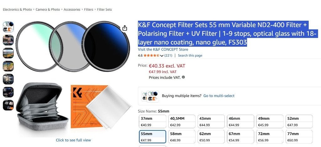 Filter ND variable   2-400  55MM NEUF, TV, Hi-fi & Vidéo, Photo | Filtres, Neuf, Filtre ND, 50 à 60 mm, K&F Concept, Fileté, Enlèvement