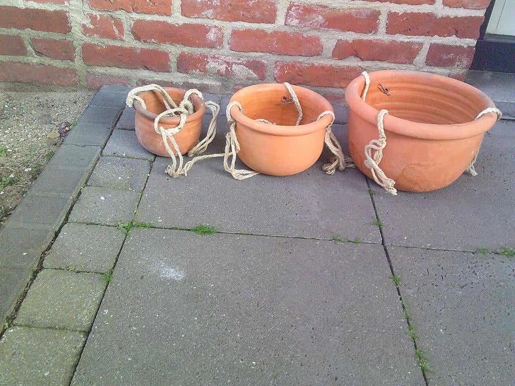 terracotta hangpotten, Tuin en Terras, Ophalen, Zo goed als nieuw, Terracotta