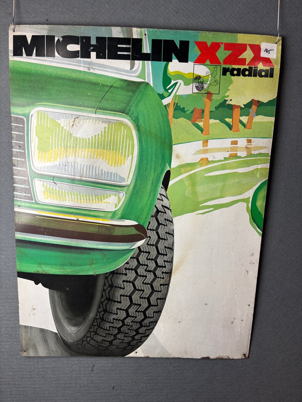 Michelin Bibendum reclamebord XZX Radial 80x60cm, Verzamelen, Ophalen of Verzenden, Gebruikt, Reclamebord