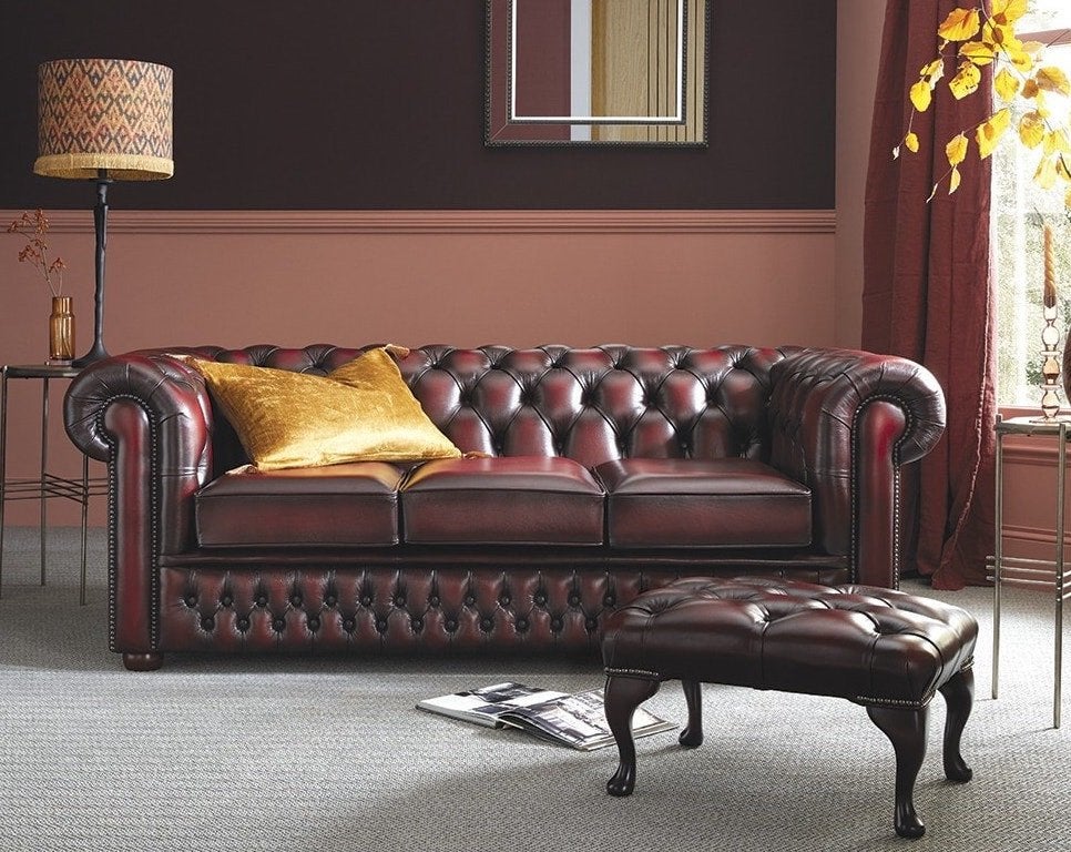ORIGINAL BIRMINGHAM CHESTERFIELD BANK- ANTIEK BRUIN LEER, Ophalen of Verzenden, Nieuw, Leer