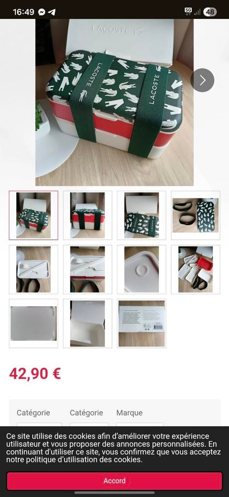 Lunchbox Lacoste nieuw/ongebruikt, Ophalen of Verzenden