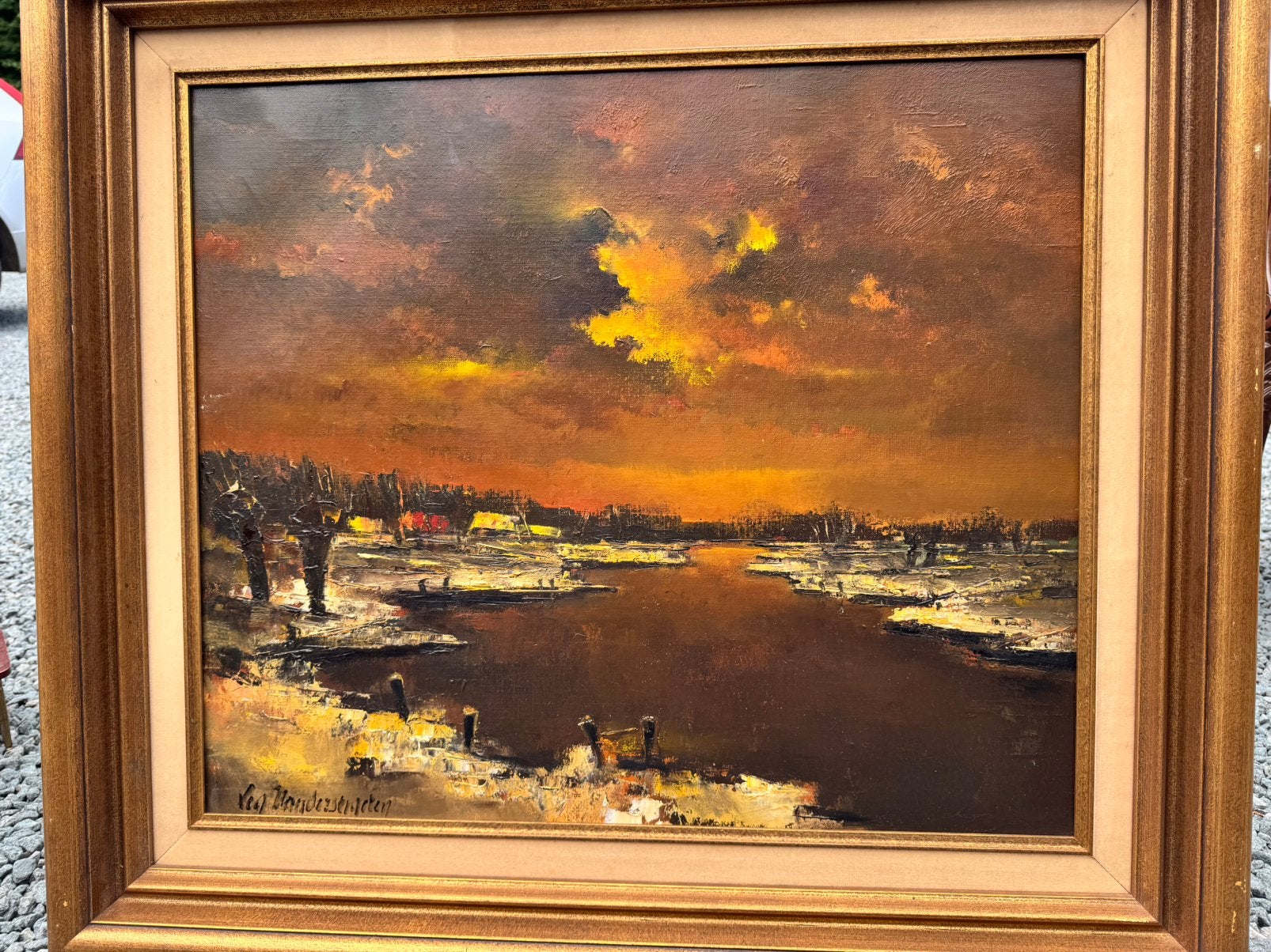 Peinture de Lea Vanderstraeten, Peinture à l'huile, Paysage, Enlèvement, Signé