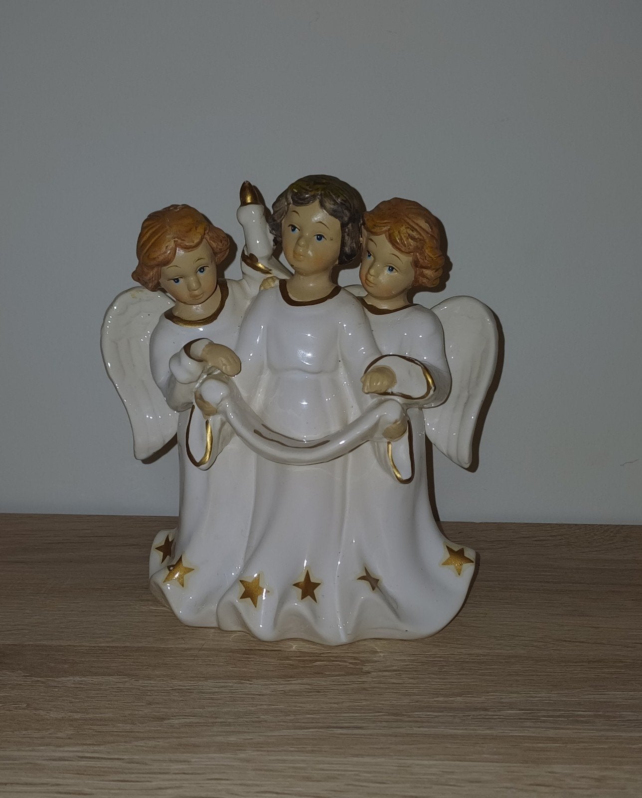 Beeldje Drie Engeltjes met Kaars (Amsel), Collections, Statues & Figurines, Comme neuf, Religion, Enlèvement ou Envoi