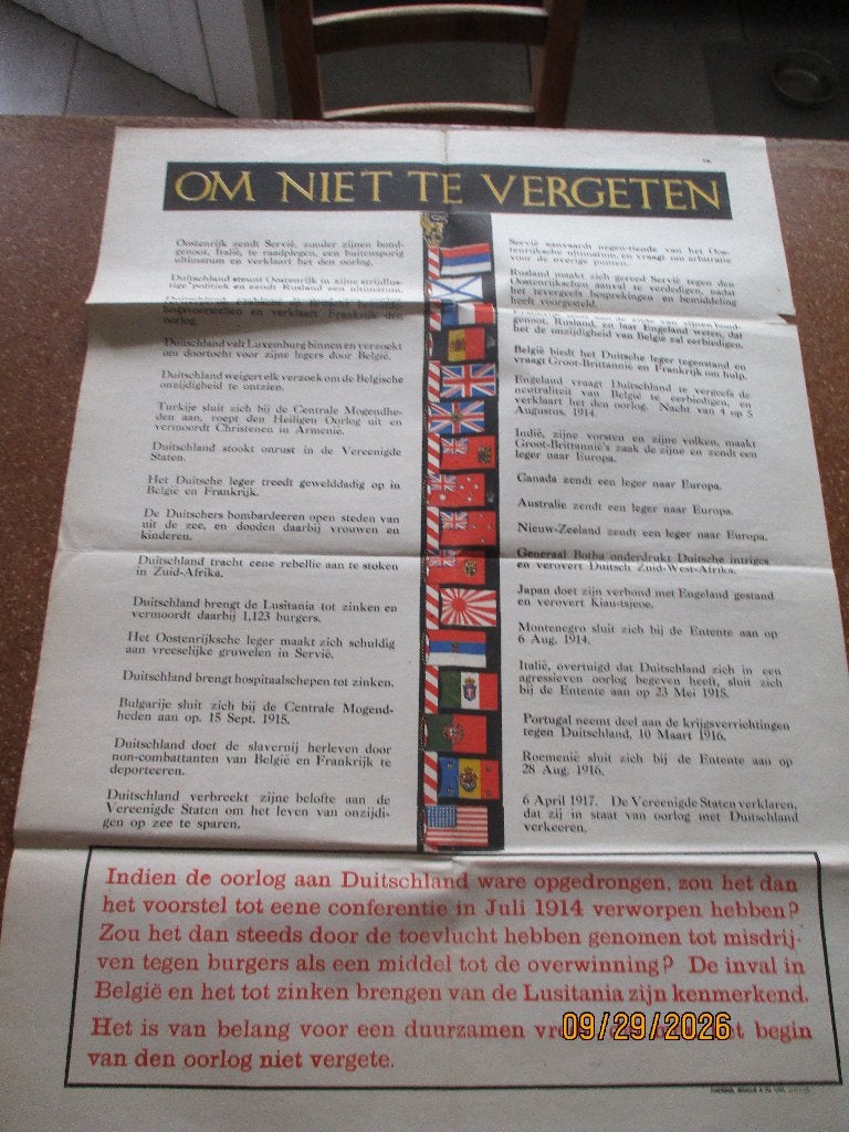 Britse affiche 1918. Om niet te vergeten..., Ophalen of Verzenden