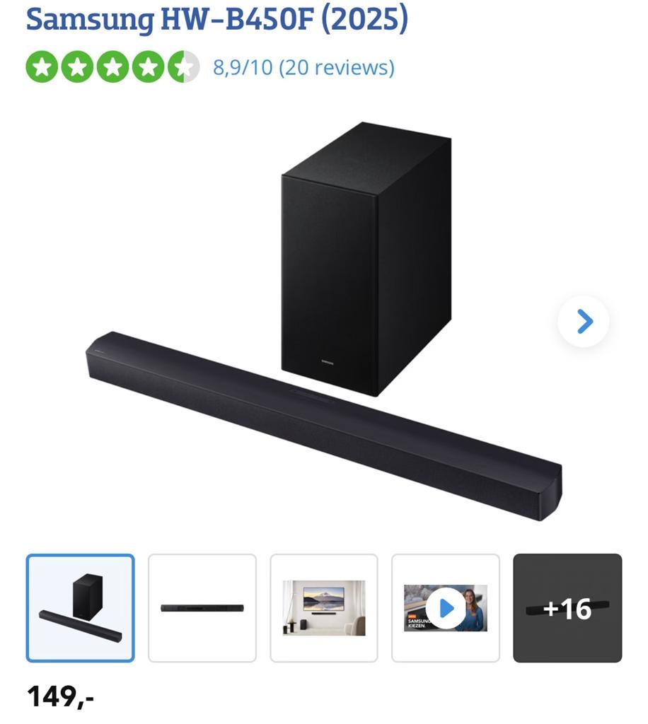 Samsung soundbar + subwoofer, Ophalen of Verzenden, Zo goed als nieuw