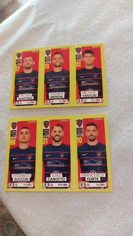 Panini / 2 stickers / Cosenza Calcio / 2023-2024, Ophalen of Verzenden, Nieuw, Poster, Plaatje of Sticker