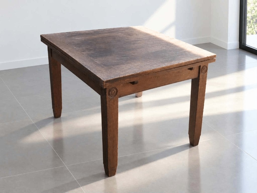 Table en chêne massif robuste 125 x 90 cm avec 2 rallonges, Maison & Meubles, Enlèvement, Utilisé, Chêne