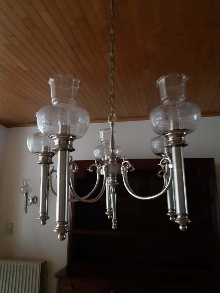 Kroonluchter en 2 wandlampen, Huis en Inrichting, Ophalen, Glas