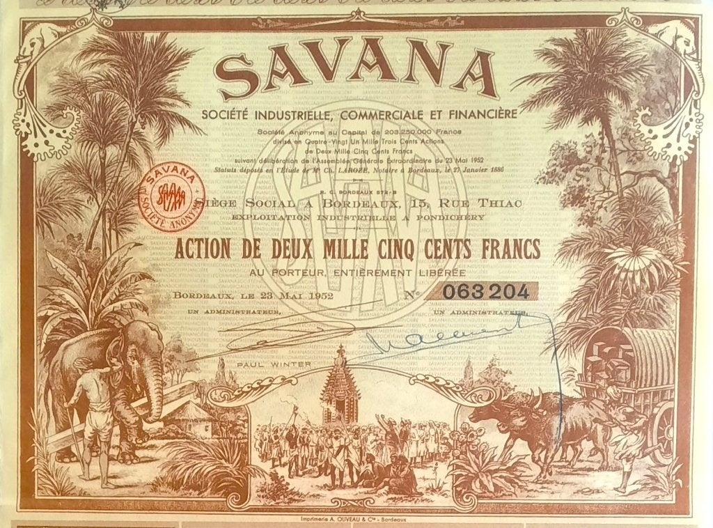 SAVANA - Bordeaux - 1952, Timbres & Monnaies, Enlèvement ou Envoi, 1950 à 1970, Action