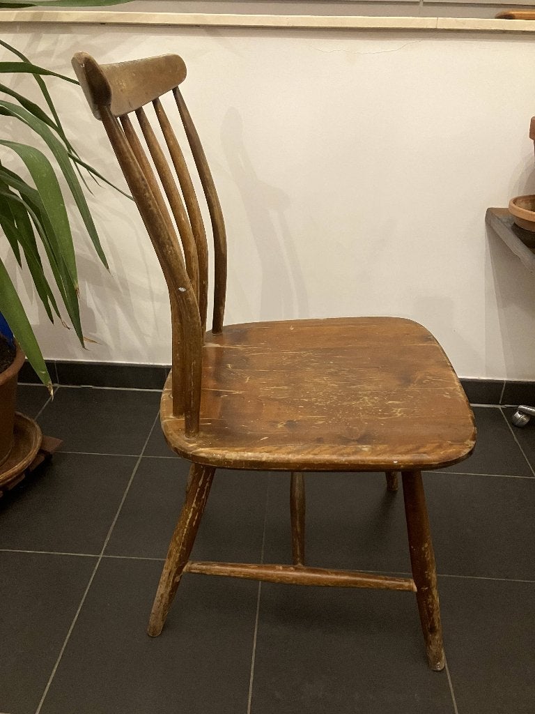 Chaises vintages chairs stoelen, Enlèvement, Utilisé, Bois, Vintage