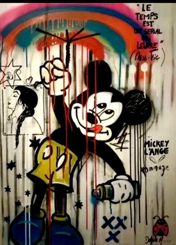 Pop-art. Miss Tic tribute van Mickey Angel.. groot schilderi, Antiek en Kunst, Kunst | Schilderijen | Abstract