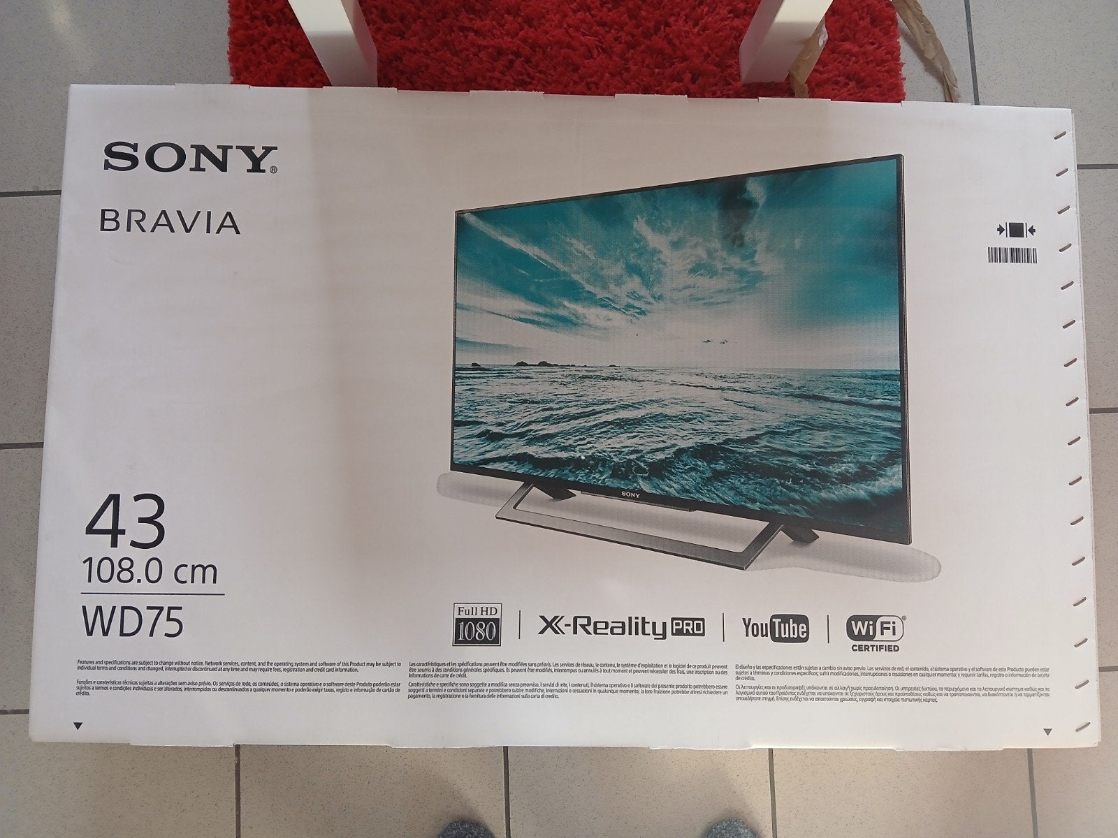 Téléviseur Sony Bravia, 108 cm en parfait état avec télécomm, LED, Comme neuf, Enlèvement, 100 cm ou plus