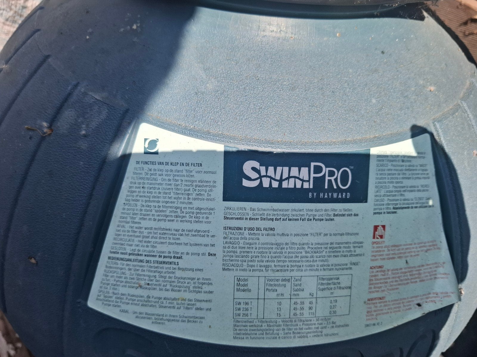 swimpro zandfilter, Ophalen