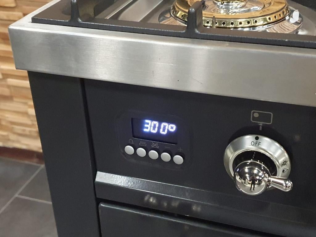 🔥Luxe Boretti Fornuis 90cm antraciet + rvs 6 pit 300° oven, Elektronische apparatuur, Fornuizen, Ophalen, 60 cm of meer, Zo goed als nieuw