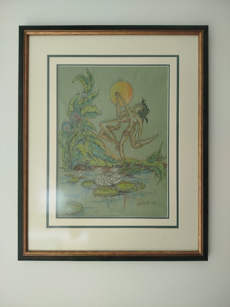 Originele aquarel "Adam en Eva" (1970) – Fernand Carton, Antiek en Kunst, Kunst | Schilderijen | Modern, Figuren, Aquarel, Papier/karton