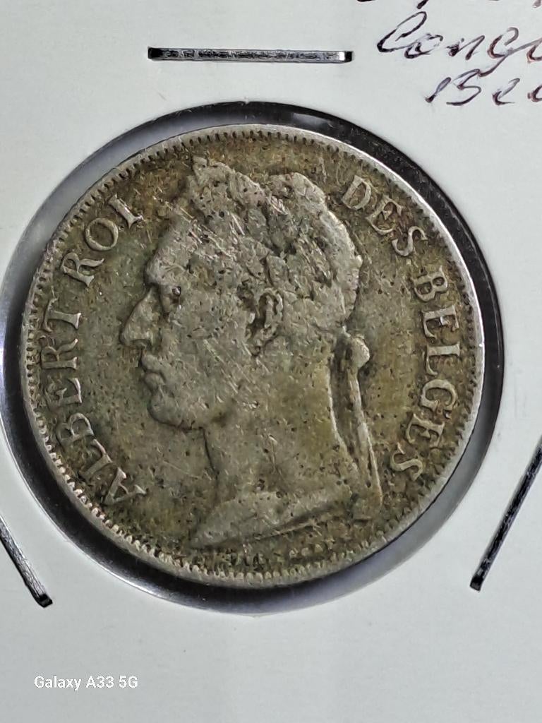 Congo-Belge, Albert l , 1 franc 1924, Timbres & Monnaies, Monnaies | Afrique, Enlèvement ou Envoi, Autres pays, Monnaie en vrac
