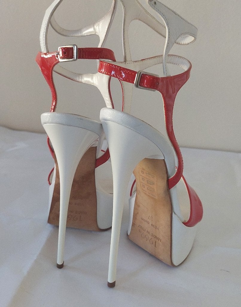 816C* 1969 sexy sandales full cuir high heels (37), Neuf, Chaussures à haut talons, Blanc, Envoi