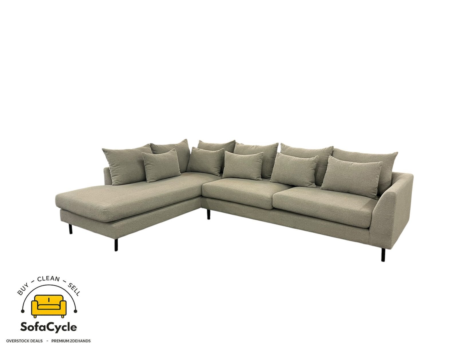 Fauteuil d'angle gris clair bouclé, coin L — overstock, Neuf, Enlèvement ou Envoi, SofaCycle, Info@sofacycle.be