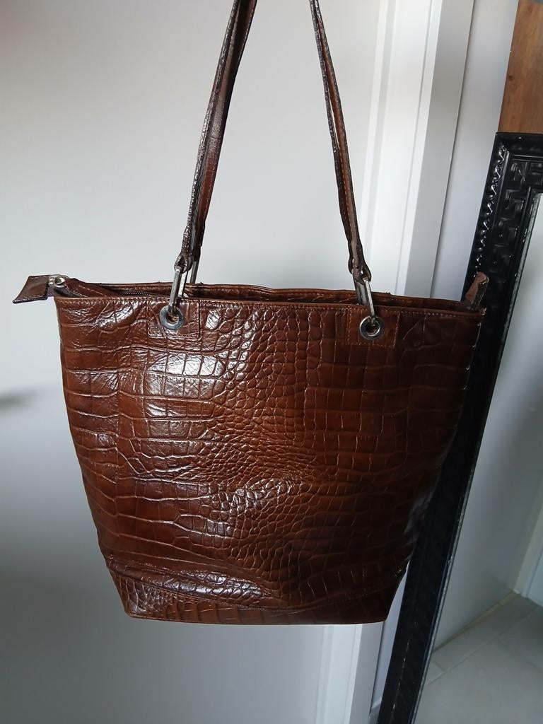 Lederen handtas  bruin, Ophalen of Verzenden, Bruin, Handtas