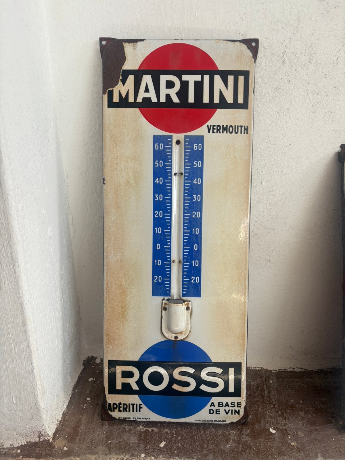 Emaille Martini thermometer, Verzamelen, Ophalen, Zo goed als nieuw