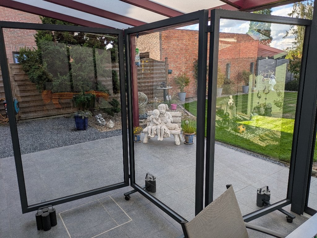 Glazen windscherm, Aluminium, Comme neuf, 100 à 150 cm, 150 à 200 cm