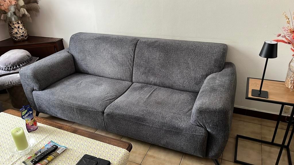 Grijze zetel, Huis en Inrichting, Zetels | Zetels, Ophalen, Gebruikt, 100 tot 125 cm, Driepersoons