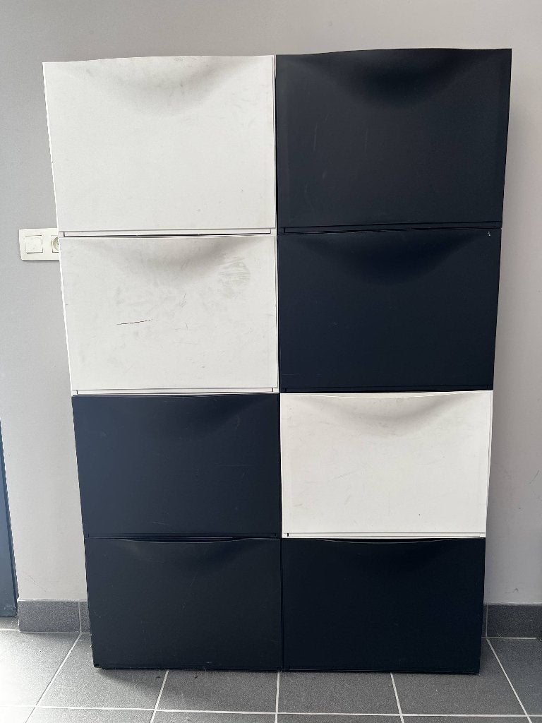 8 modulaire schoenkasten TRONES (zwart & wit), Huis en Inrichting, Kasten | Schoenenkasten, Ophalen, Gebruikt