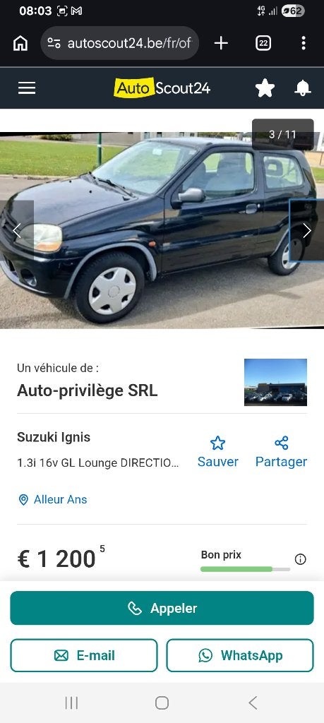 Suzuki Ignis Benzine 2003 2004, Auto's, 4 zetels, Ignis, Zwart, Grijs