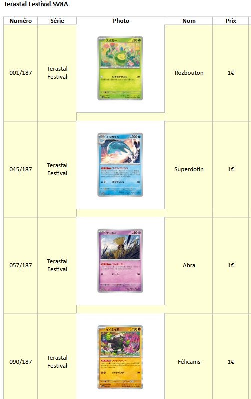 Cartes Pokémon Terastal Festival (japonaises), Enlèvement, Comme neuf, Plusieurs cartes
