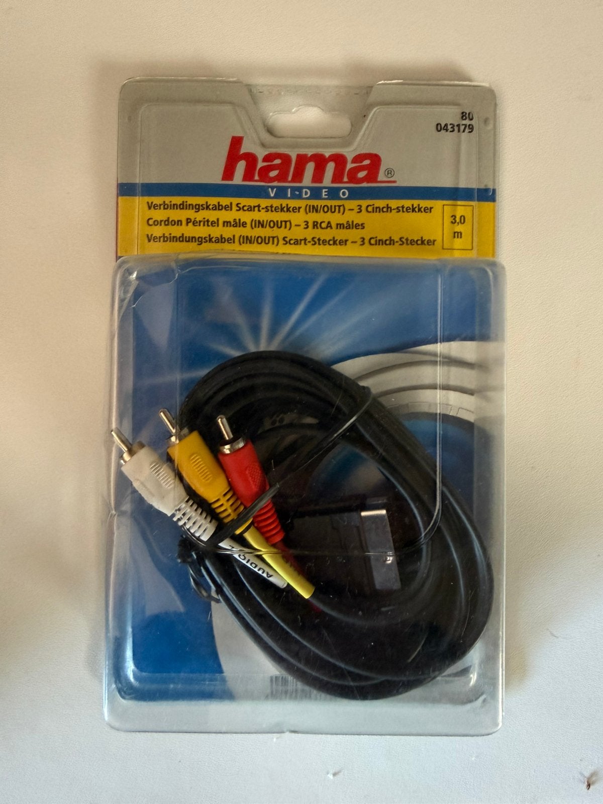 Hama SCART naar 3 Cinch (RCA) kabel van 3,0 meter, Ophalen, Nieuw, Scartkabel