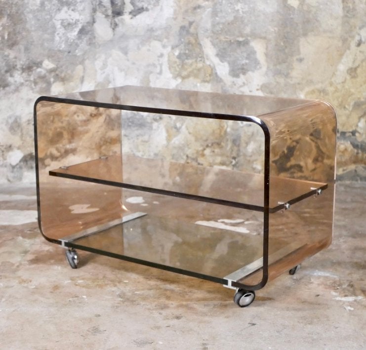 lucite bijzettingstafel Michel Dumas voor Roche Bobois, Antiquités & Art, Art | Objets design, Table, Autres matériaux, Mobile