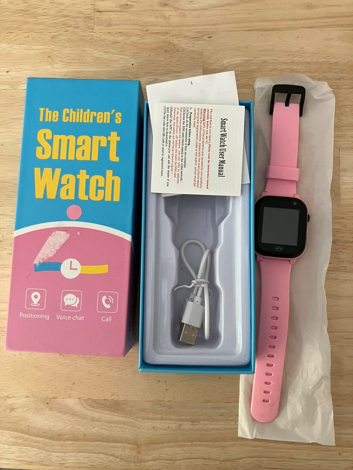 Nieuwe Kinder smartwatch met 4G - Bellen en Tracking roze, Ophalen of Verzenden, Nieuw, Roze