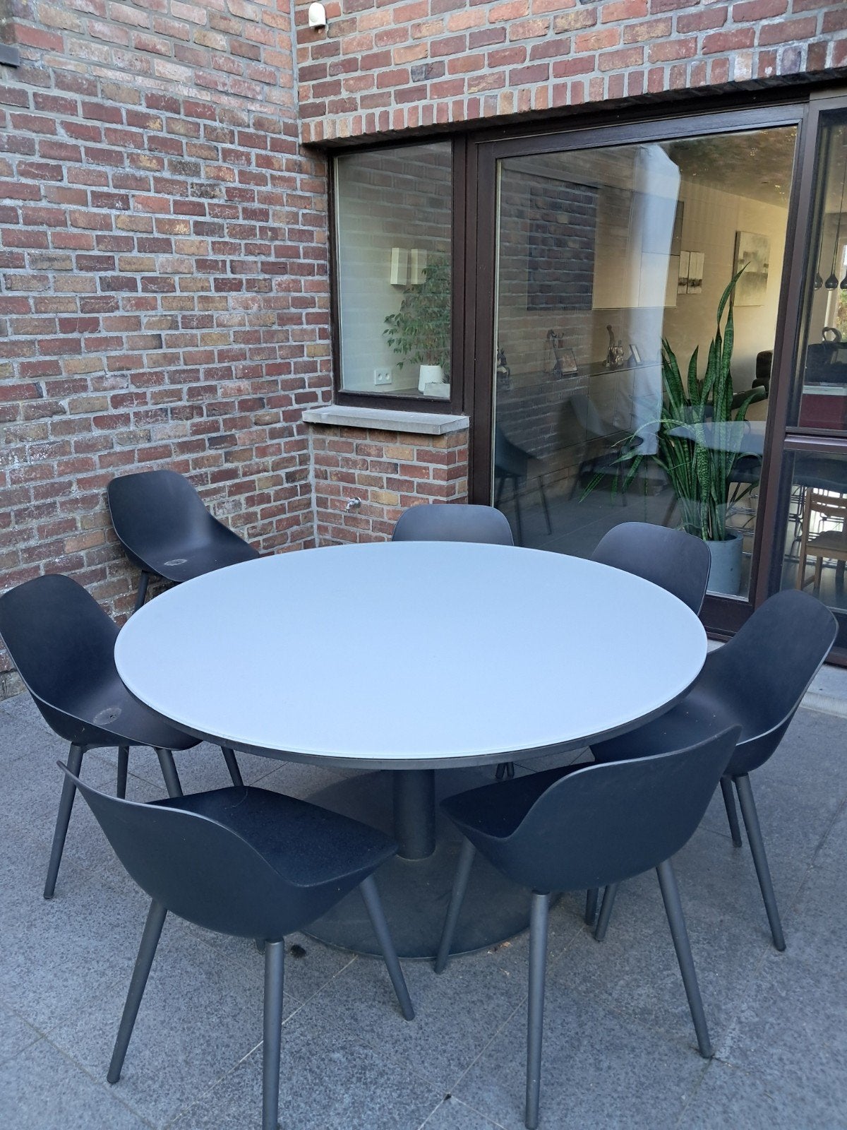 Ronde tuintafel, diameter 1,5 m + 8 stoelen, Jardin & Terrasse, Table à dinner, Salons de jardin, Aluminium, 8 places