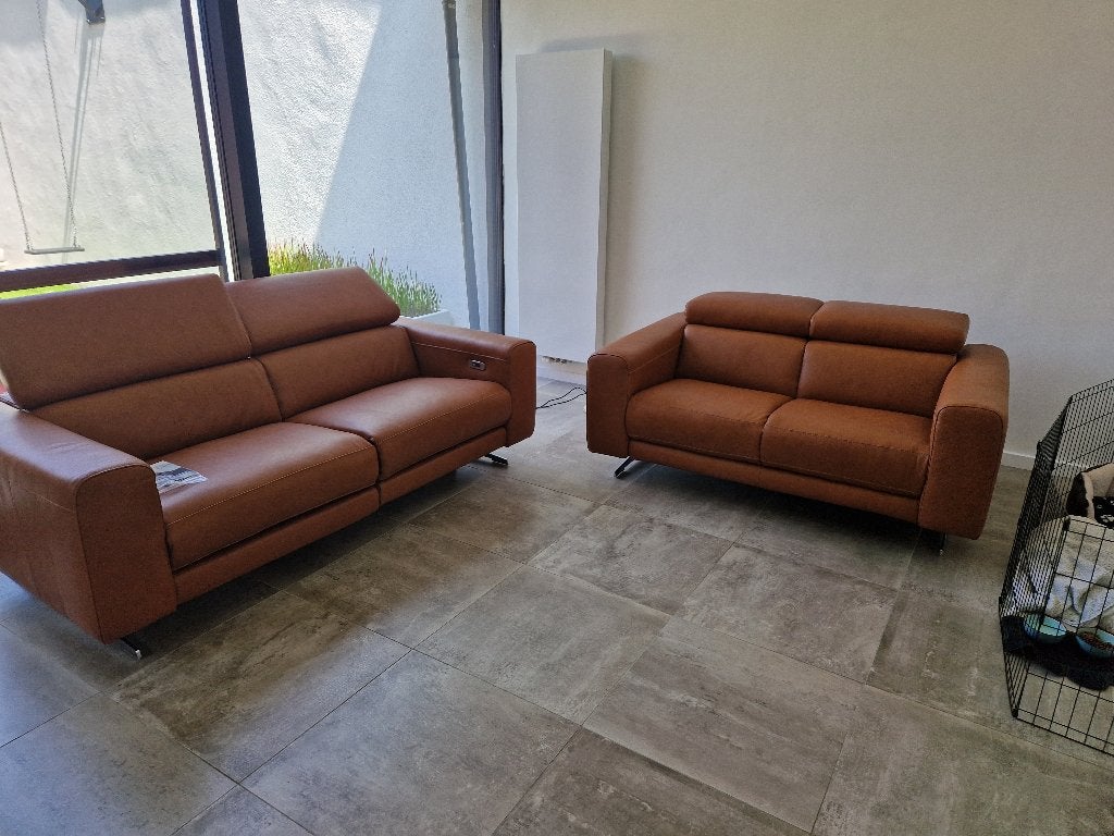 Lederen salon, Maison & Meubles, Canapés | Salons, 75 à 100 cm, Comme neuf, Enlèvement, 150 à 200 cm