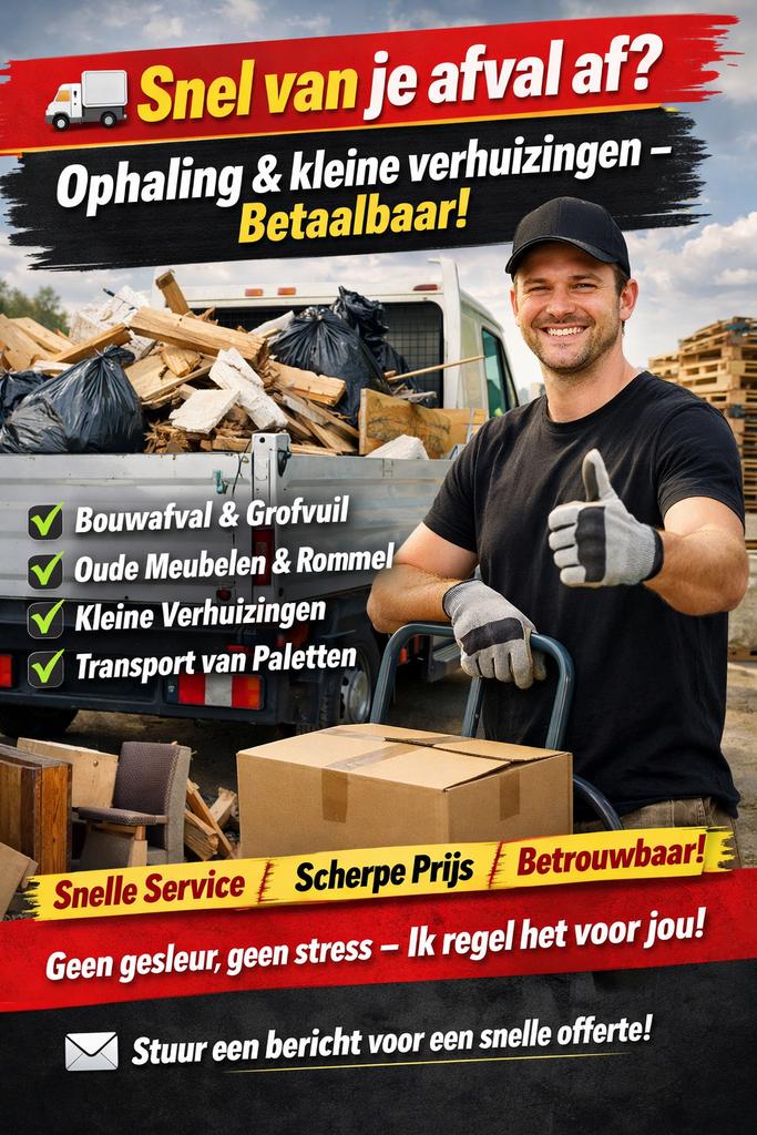 Snel van je afval af? Ophaling & verhuizing - Betaalbaar!, Boeken, Vervoer en Transport, Ophalen