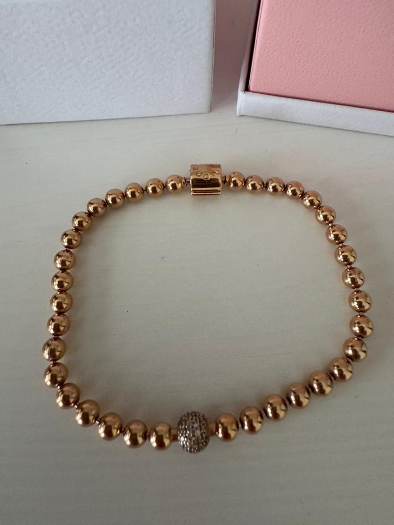 Armband Pandora roségoud als nieuw, Handtassen en Accessoires, Armbanden, Ophalen of Verzenden, Zo goed als nieuw, Goud