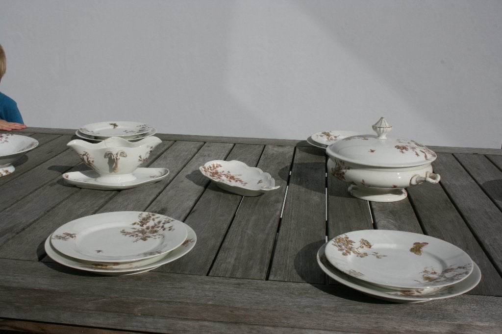 Service de table ancien porcelaine décor floral et papillons, Enlèvement