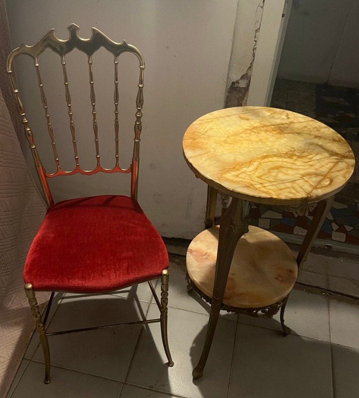 bronzen stoel + marmeren tafel, Ophalen