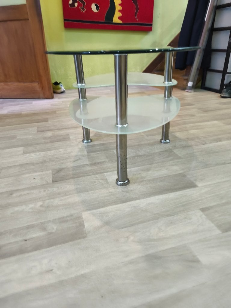 Table de salon en verre, Maison & Meubles, 100 à 150 cm, Comme neuf, Verre, Enlèvement
