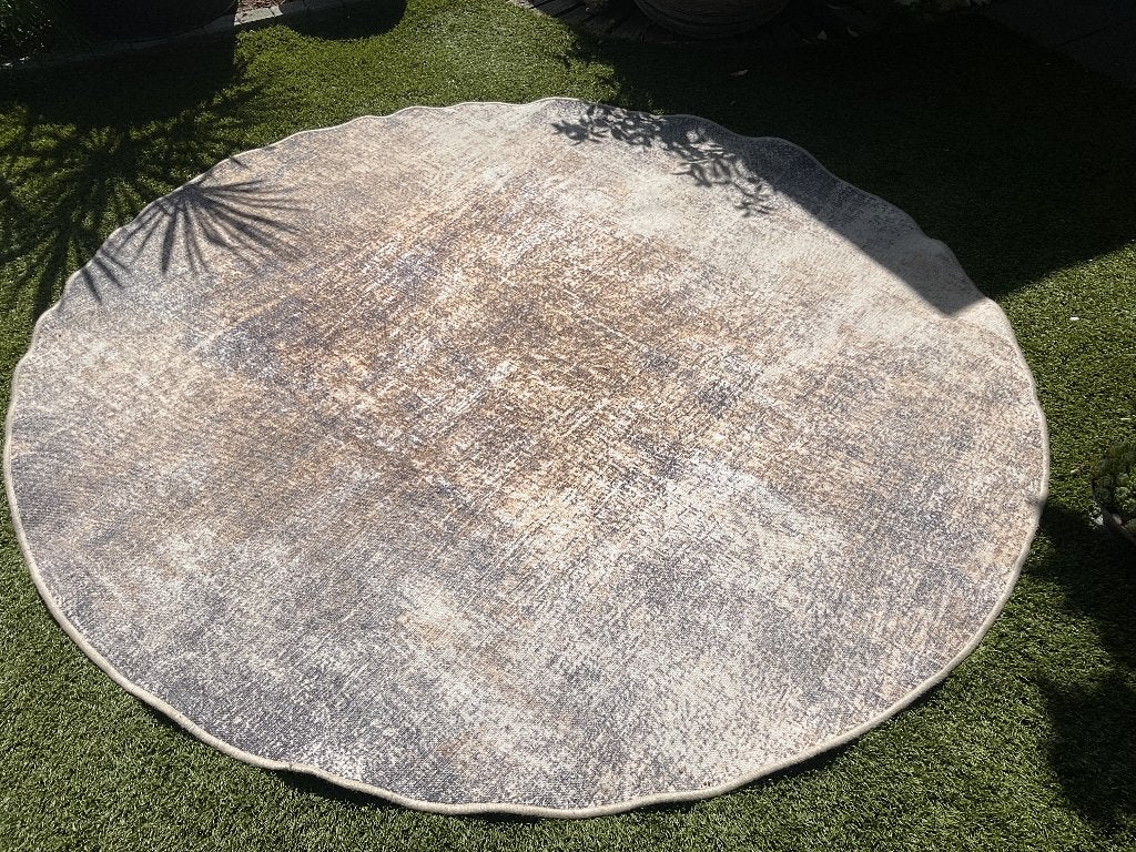 Beau tapis vintage (190 cm de diamètre), Enlèvement ou Envoi, 150 à 200 cm, Utilisé, Gris
