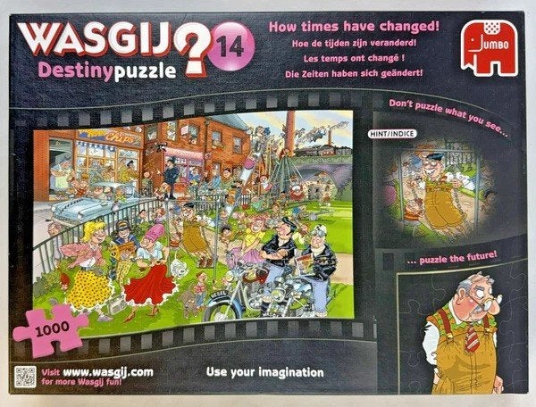 Wasgij Destiny puzzel 14 Hoe de tijden zijn veranderd 1000, Hobby en Vrije tijd, Verzenden, 500 t/m 1500 stukjes, Zo goed als nieuw